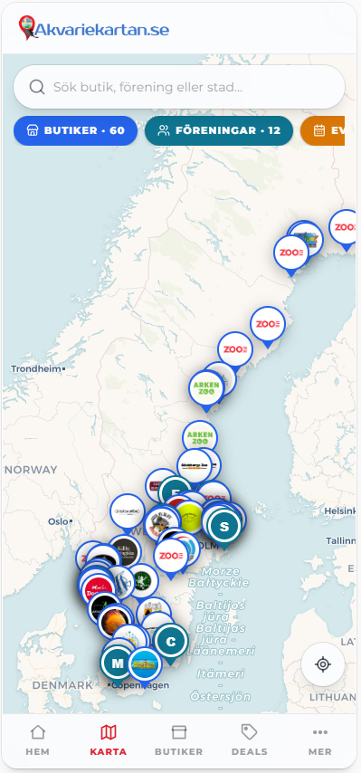 Hitta akvariebutiker nära dig